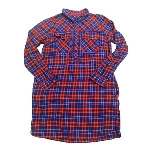 J. Crew Dress M Red & Blue Tartan Plaid Flannel Shirt Long‎ Sleeve Pockets